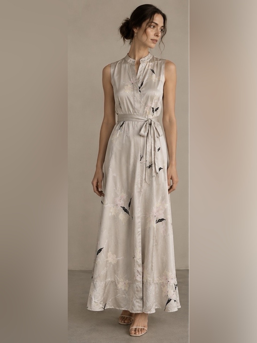 Equipment Femme Clevete Maxi Dress 100% Silk Floral Belted A-line Size 0